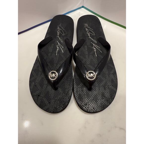 MK Michael Kors Flip Flops Black Classic Size 10 - Picture 6 of 8